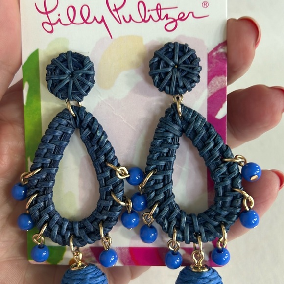 Lilly Pulitzer Raffia Earrings in Alba Blue - Picture 2 of 8